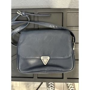 Vintage Rare Blue‎ Leather Guess Purse Small Crossbody Purse Handbag Hobo Hippie